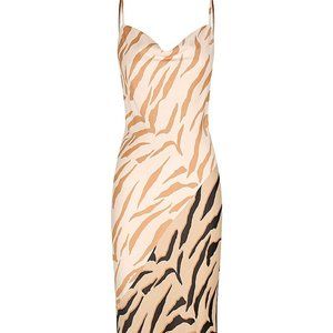 OLSON CONTRAST BIAS COWL MIDI DRESS